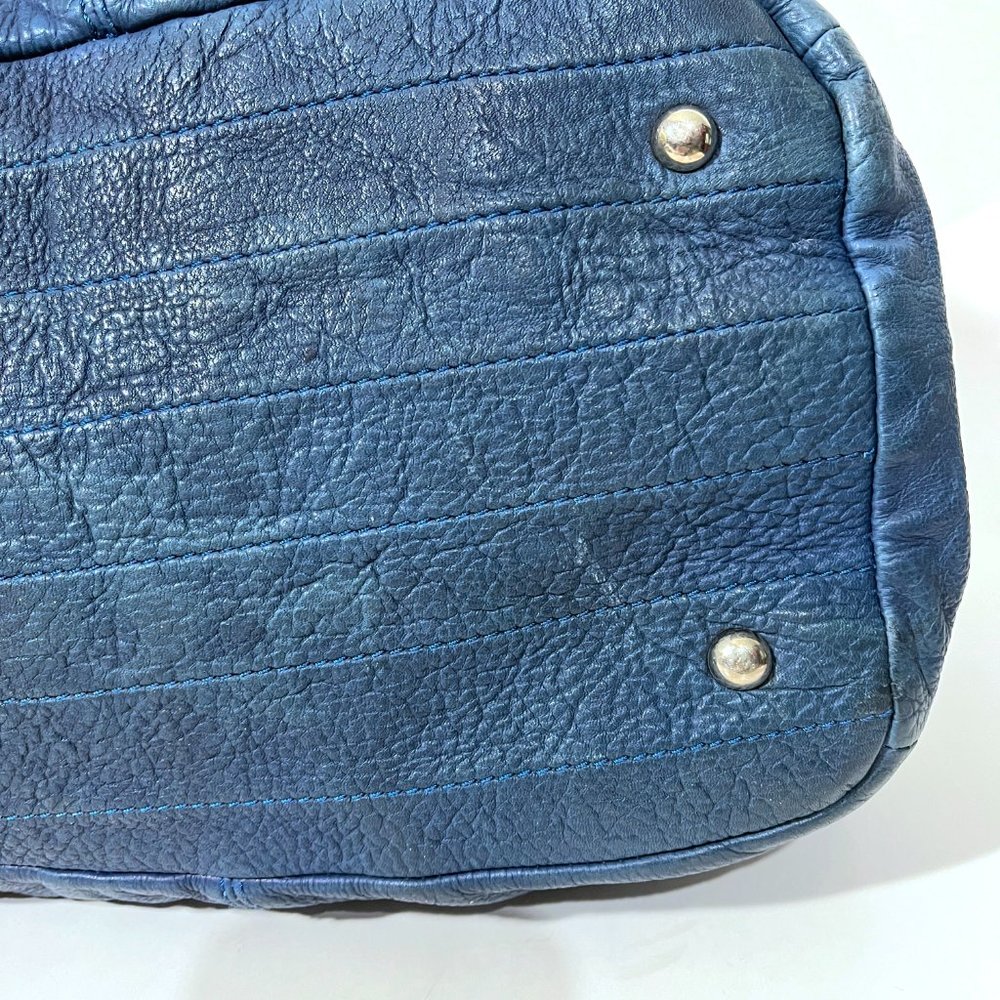 Tano Blue Pebbled Leather Shoulder Bag - Picture 9 of 15